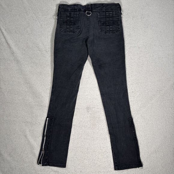 Tripp NYC Jeans Women’s Size 28x29 Black Skinny Low Rise Zip Punk Emo Goth - Picture 13 of 15